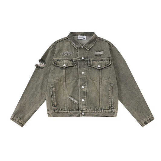 Chaqueta Vaquera Rasgada para Hombre - Estilo Urbano Casual - Image 2