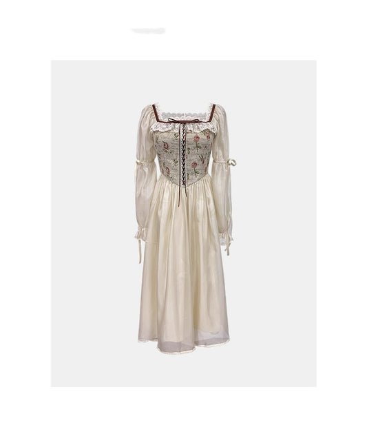 Vestido Floral Cuello Cuadrado Ajustado para Mujer - Image 2