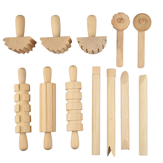 Kit de Arcilla Modelable con 12 Herramientas de Madera para Cerámica y Manualidades - Image 2