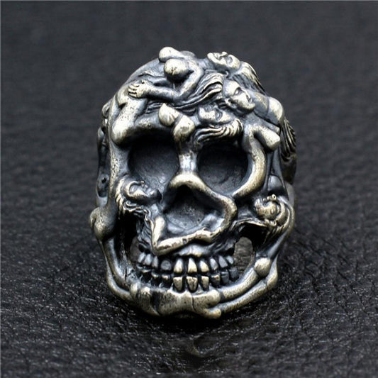 Anillo de Calavera y Belleza en Plata 925 Estilo Rock Hip Hop Punk - Image 2