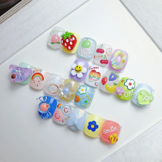 Calcomanías de Uñas 5D con Adhesivo Japonés - Frutas y Flores Coloridas - Image 2