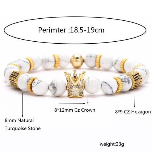 Pulsera Hexagonal para Hombre con Circonitas Incrustadas y Diseño de Corona - Image 2