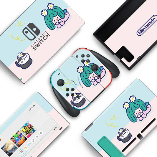 Nintendo Switch console and dock skins with a brown cardboard texture and black shipping symbols for scratch prevention. - Image 2