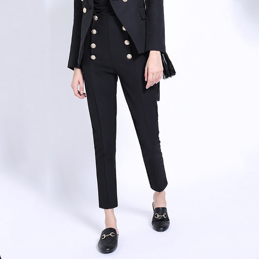 Pantalón Skinny Cropped Cintura Alta Efecto Reductor Negro y Blanco - Image 2