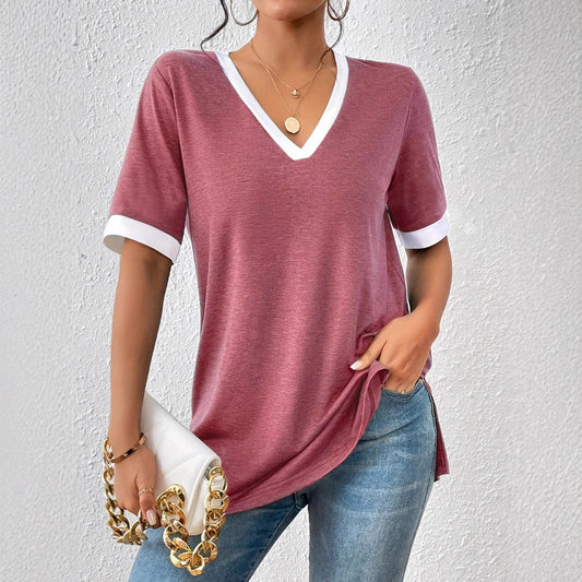 Blusa Manga Corta con Combinación de Colores - Image 2