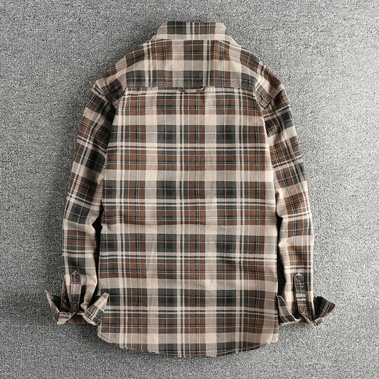 Camisa de Cuadros Manga Larga Texturizada para Hombre - Estilo Casual Lavado - Image 2