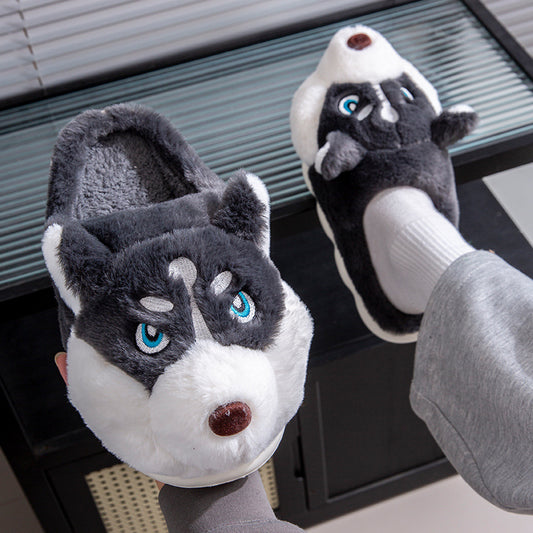 Pantuflas Husky Cartoon de Algodón Puro para Hombre - Cálidas y Cómodas para Invierno - Image 2