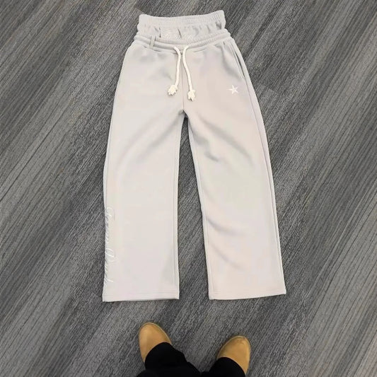 Pantalón Deportivo Ancho con Bordado de Estrella y Cintura Doble para Parejas - Image 2
