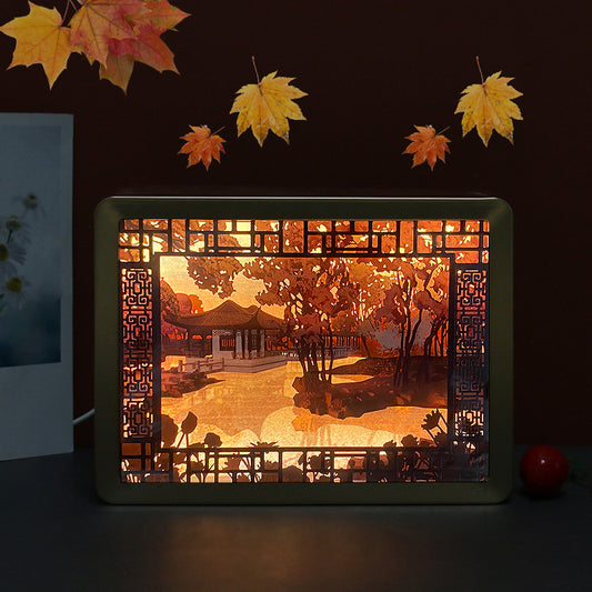 Lámpara Nocturna de Papel Tallado - Arte Paisajístico DIY Vintage - Image 2