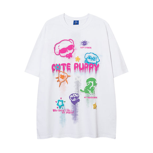 Camiseta Suelta Estampado Graffiti Cartoon para Hombre - Image 2