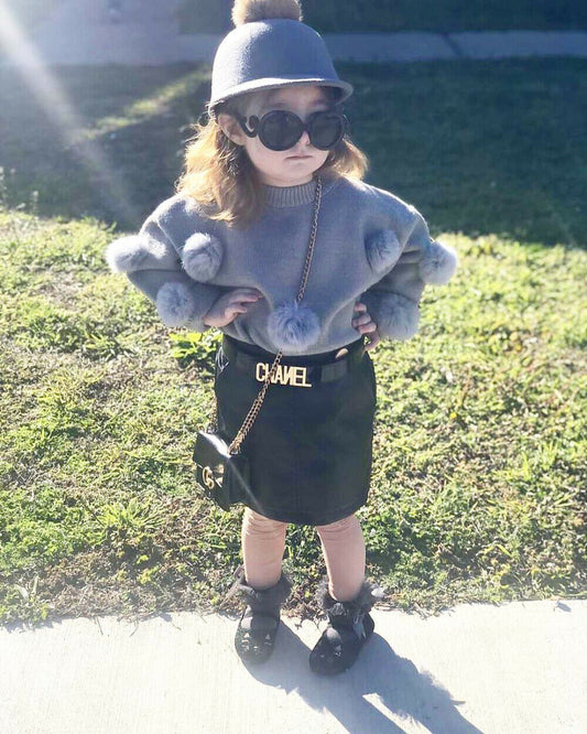 Conjunto Infantil de Dos Piezas: Top Rayado y Falda para Niñas - Image 2