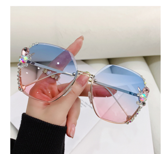 Gafas de Sol Frameless con Cristales de Diamante y Protección UV Morado - Image 2