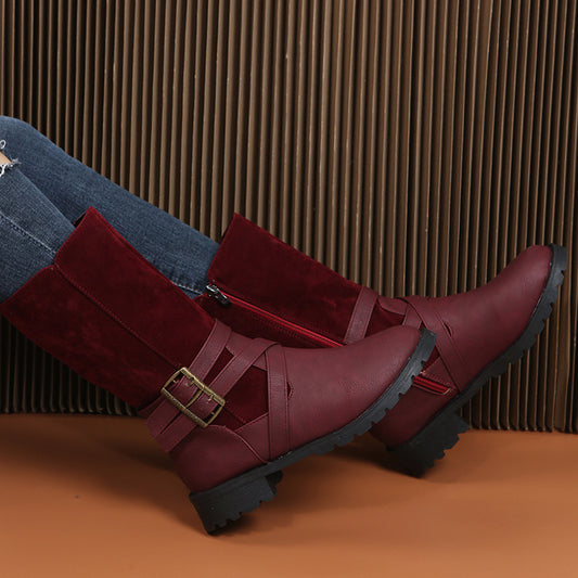 Zapatos de Mujer Talla Grande con Tacón Cuadrado Bajo y Cinturón - Image 2
