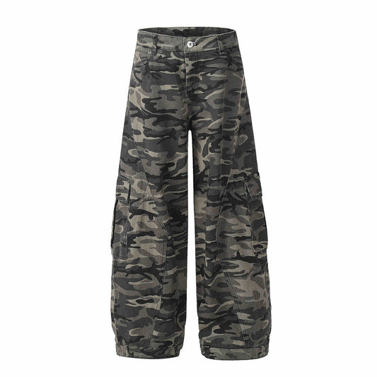 Overol Ancho Camuflaje Retro para Mujer - Pantalón Suelto y Casual - Image 2