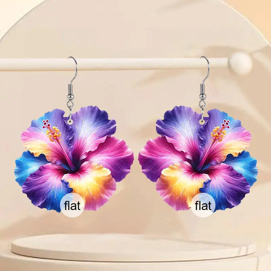 Aretes Acrílicos 2D Flores Coloridas con Resorte Abierto - Image 2