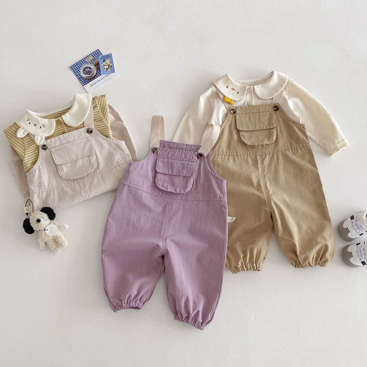 Overol Infantil Estilo Occidental con Contraste de Colores - Pantalón Coreano para Niños y Niñas - Image 2