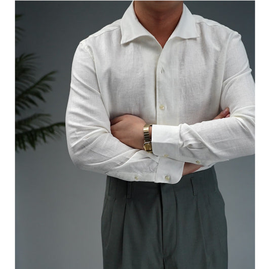 Camisa Ejecutiva de Lino Hombre - Cuello Clásico Manga Larga Transpirable - Image 2