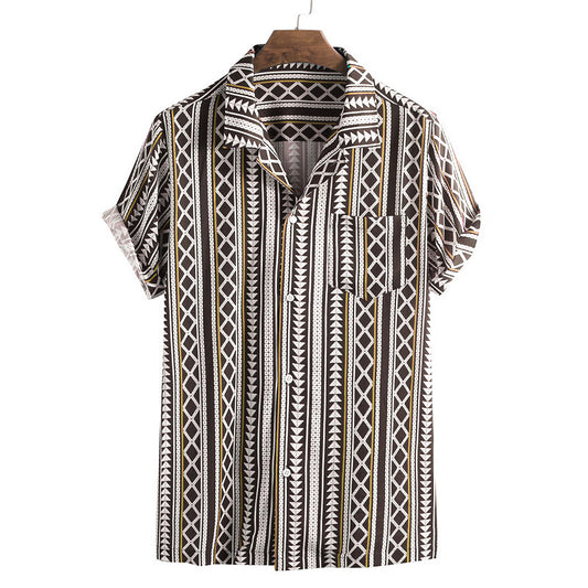 Camisa de Hombre a Rayas con Estampado Moderno - Image 2