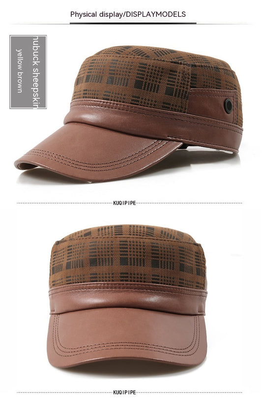 Gorra Newsboy de Piel de Oveja para Hombre con Visera Plana - Image 2