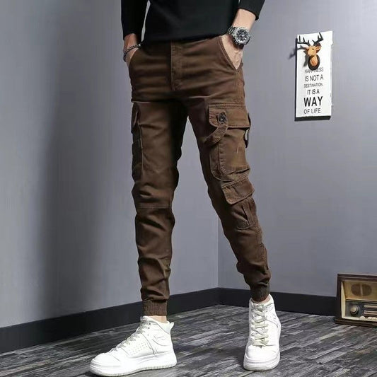 Pantalones de Trabajo Slim Fit Café con Elástico para Hombre - Image 2