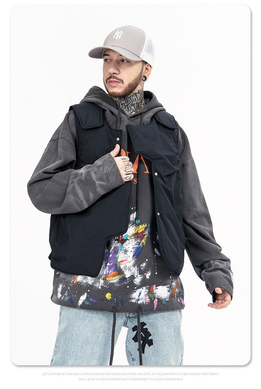Chaleco de Algodón Acolchado Suelta para Hombre - Diseño Liso - Image 2
