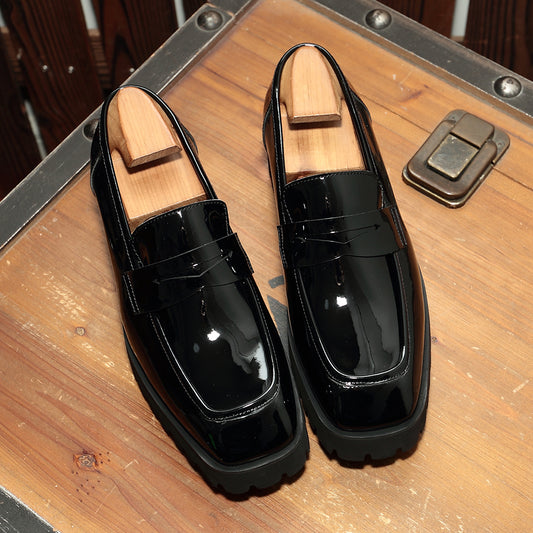 Zapatos Hombre Punta Cuadrada Charol Negro - Estilo Moderno y Versátil - Image 2