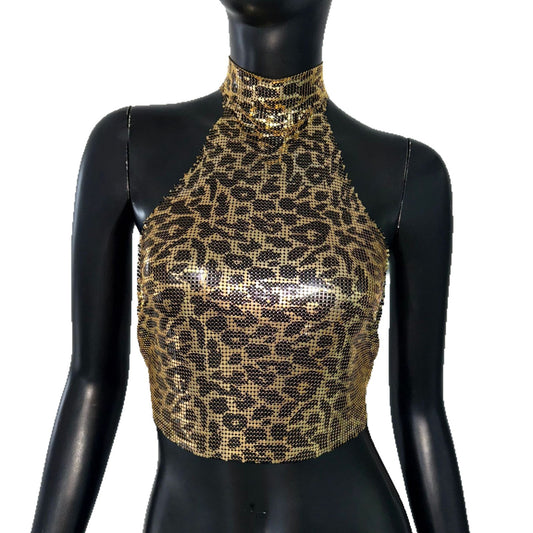 Chaleco Halter Estampado Leopardo con Lentejuelas - Image 2