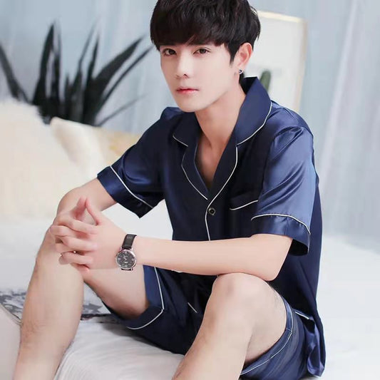 Conjunto de Cardigan y Shorts en Seda Sintética para Hombre - Image 2