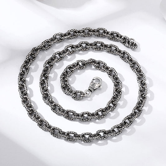 Collar de Plata Esterlina S925 con Patrón de Meteorita para Hombre - Image 2