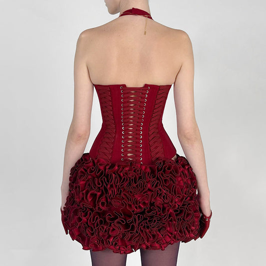 Top Halter Encaje Sexy Corto Anudado - Image 2