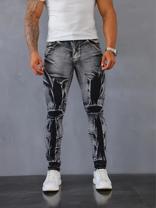 Pantalones Slim Fit para Hombre con Estampado Floral Irregular - Image 2