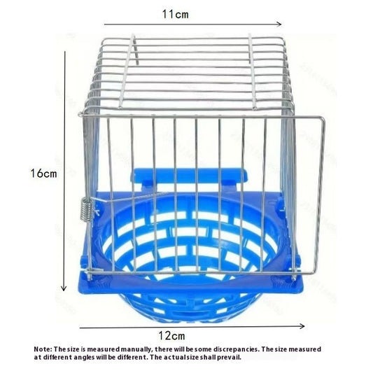 Small parrot breeding box with a blue plastic base and white wire cage, designed for bird nesting. - Image 2
