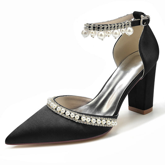 Zapatos de Tacón Cuadrado con Punta Afilada y Cristales Brillantes - Image 2