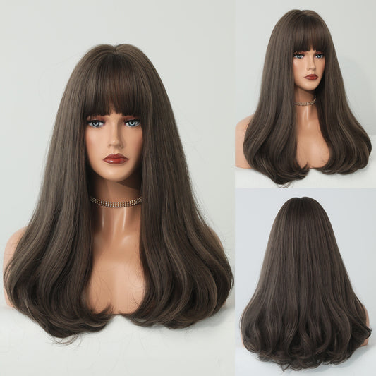 Peluca Rizada Larga con Flequillo Estilo Europeo Tono Platinado Corte Pera - Image 2