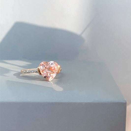 Anillo de Corazón Morganita para Mujer en Oro Rosa 18K - Image 2