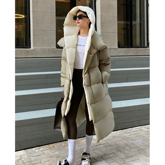 Abrigo Largo Impermeable con Capucha y Relleno de Plumón de Pato para Mujer - Image 2