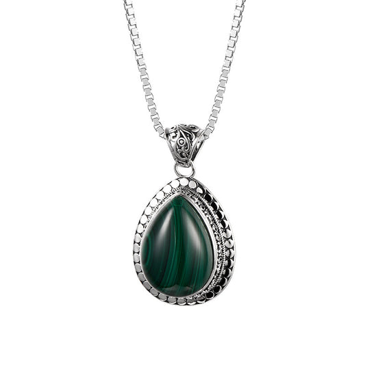 Dije Retro Verde en Plata S925 Forma Gota - Image 2