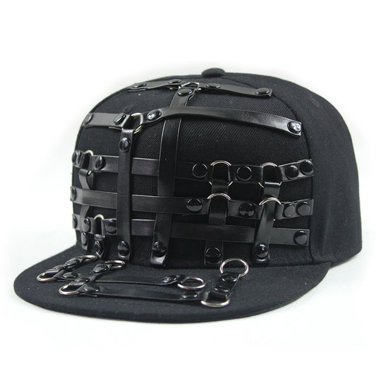 Gorra Punk Hip Hop Cuero X Cuero Visera Plana Unisex - Image 2