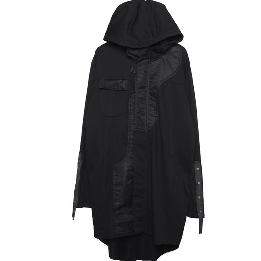 Abrigo Trench Patchwork Retro Dark con Capucha Original - Image 2