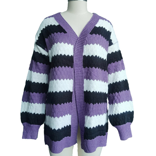 Cardigan Tejido con Combinación de Colores - Estilo Casual Moderno - Image 2