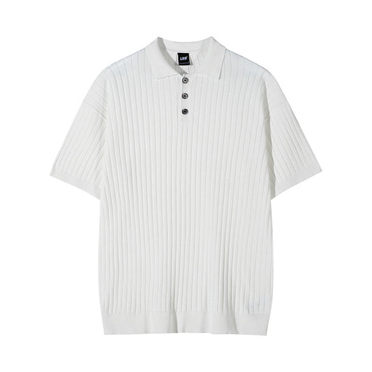 Camiseta Hombre Rayas Manga Corta Cuello Solapa Fit Relajado - Image 2