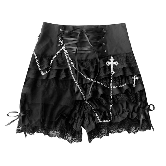 Pantalón Falda con Encaje de Cadena Versátil - Image 2