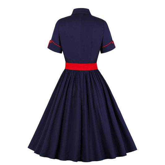 Vestido Vintage de Manga Corta con Cuello para Verano - Image 2