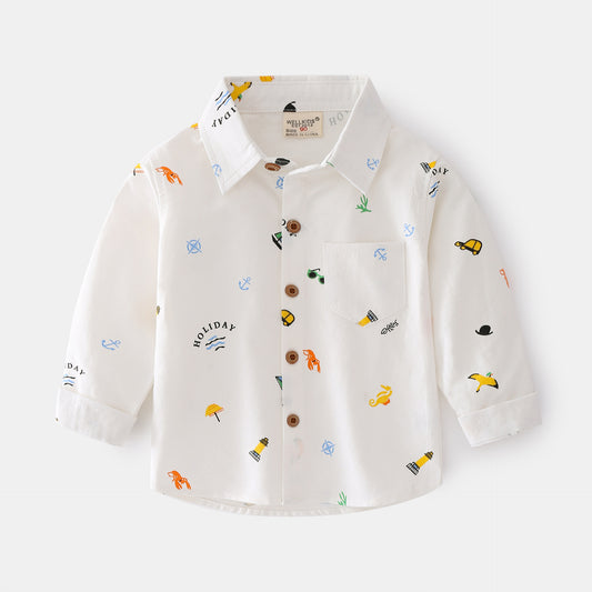 Camisa Infantil Manga Larga con Estampado Cartoon - Diseño Casual Moderno - Image 2