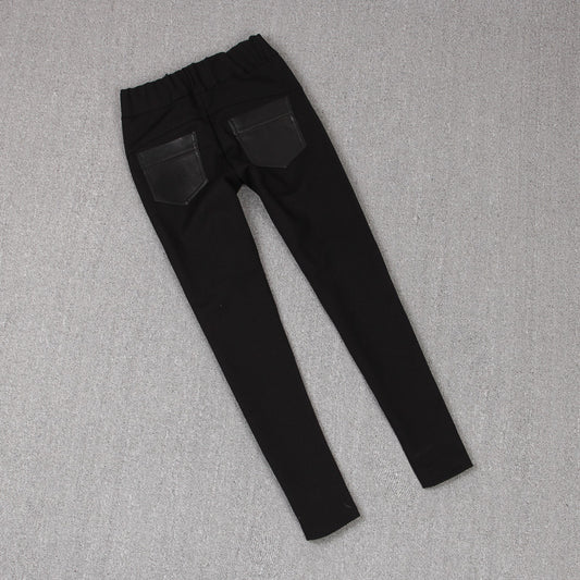 Pantalones de Cuero Stretch con Costuras Decorativas para Mujer - Image 2