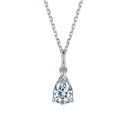 Collar Colgante Moissanite en Forma de Pera - Plata 9 Quilates - Image 2