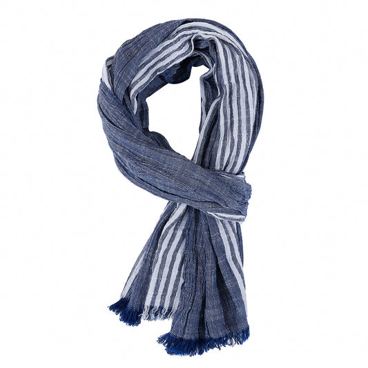 Bufanda Delgada a Rayas para Hombre - Azul Marino Primavera Verano - Image 2