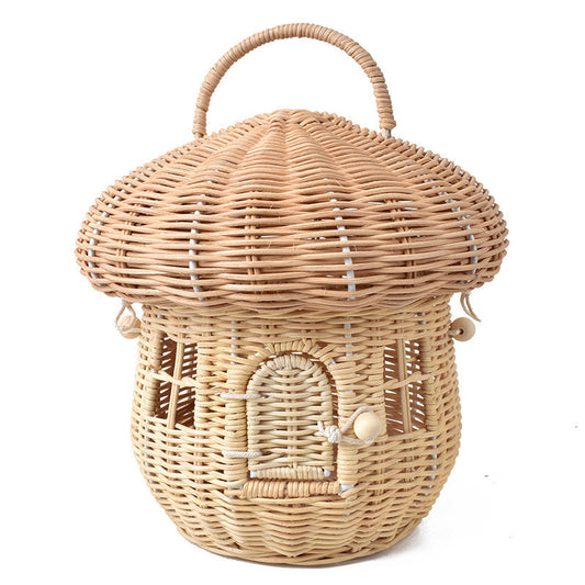 Cesta de Almacenamiento Infantil Tejida en Ratán Diseño Nórdico Setas - Image 2