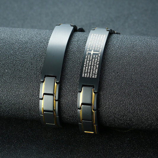 Pulsera de Acero Inoxidable Grabada para Hombre - Image 2