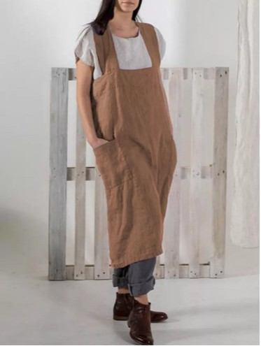 Vestido Talla Grande Otoño Invierno sin Mangas con Bolsillos y Tirantes - Image 2